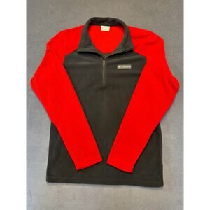 Columbia Pullover Men Small Black/Red 1/4 Zip Fleece Hiking Outdoors Lightweight